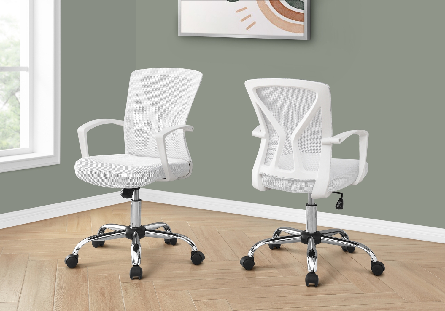 Woodwardia White Chrome Office Chair - Thumbnail - Image 4