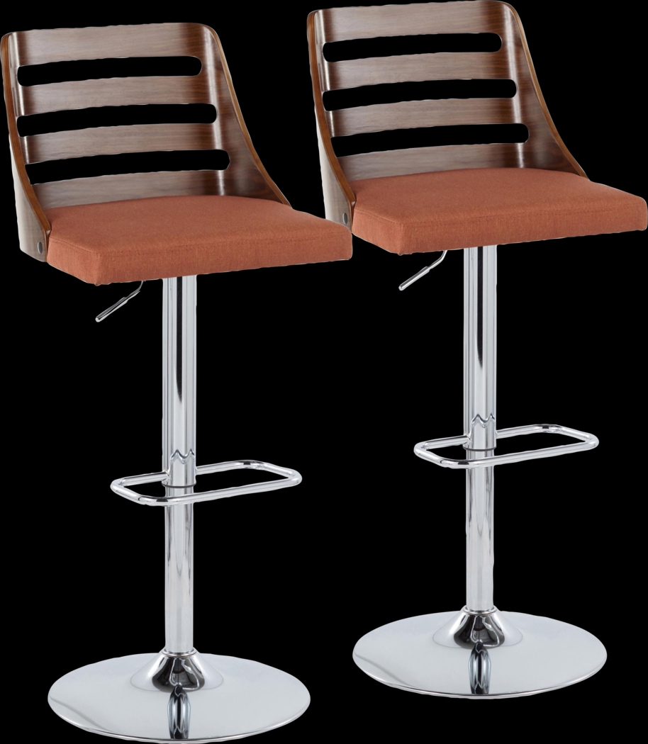 Woolwich II Orange Adjustable Swivel Barstool, Set of 2 - Thumbnail - Image 1