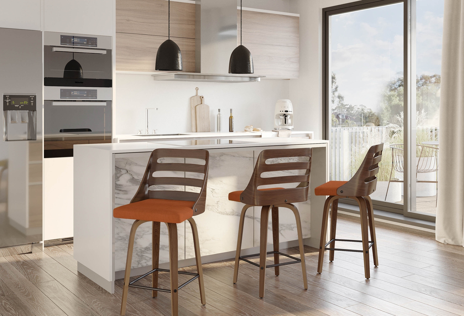 Woolwich Orange Counter Height Stool, Set of 2 - Thumbnail - Image 2