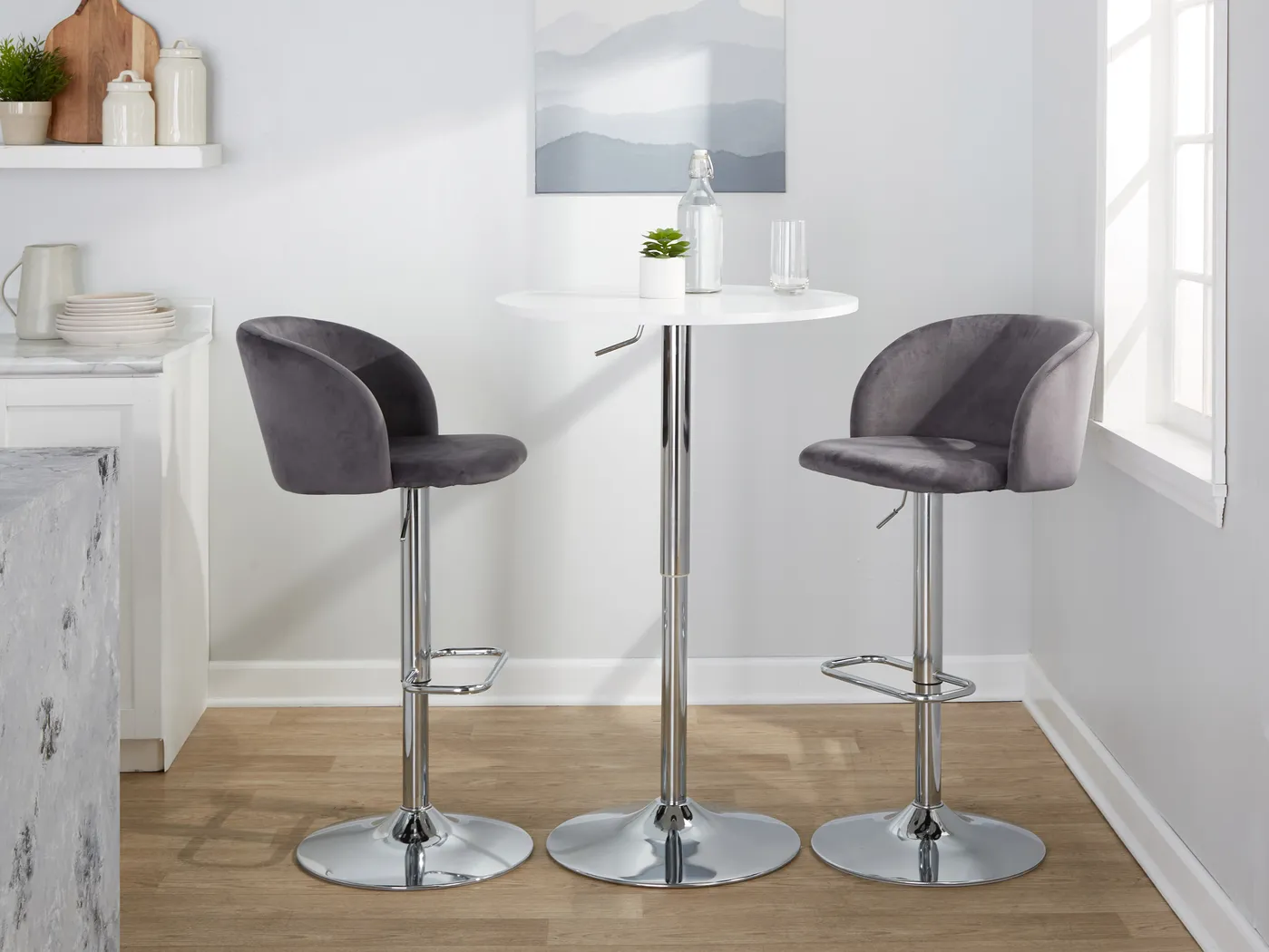 Worthford Gray Adjustable Swivel Barstool, Set of 2 - Thumbnail - Image 9