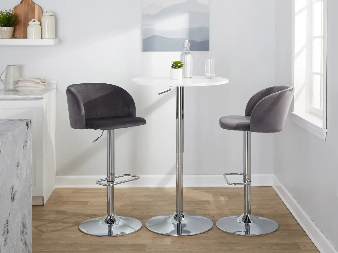 Worthford Gray Adjustable Swivel Barstool, Set of 2 - Thumbnail - Image 10
