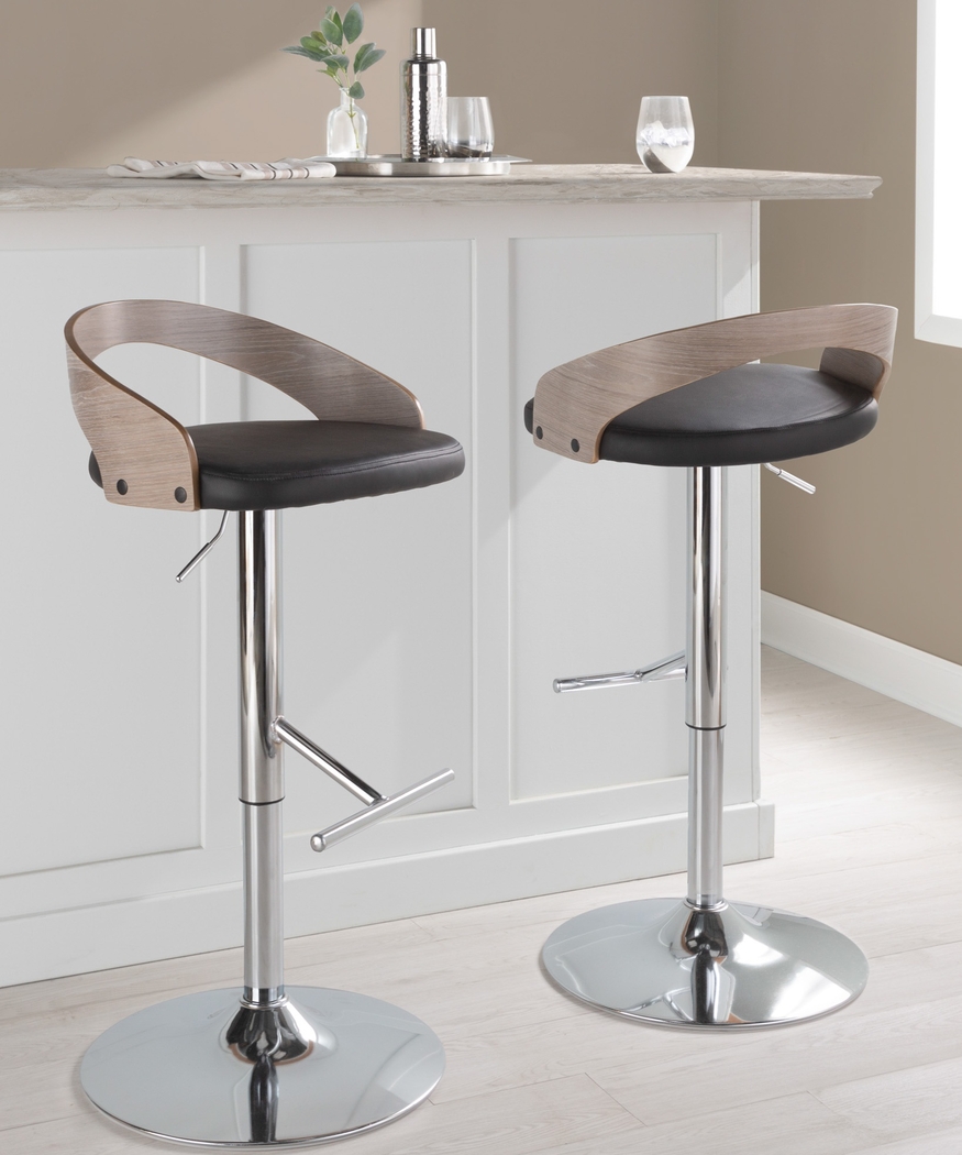 Wrayhall I Black Adjustable Swivel Barstool, Set of 2 - Thumbnail - Image 2
