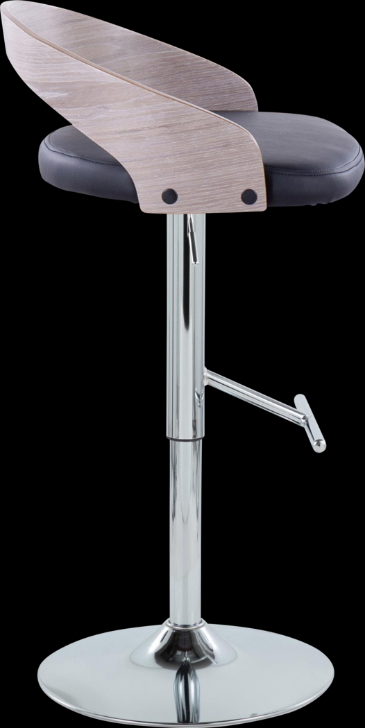 Wrayhall I Black Adjustable Swivel Barstool, Set of 2 - Thumbnail - Image 6