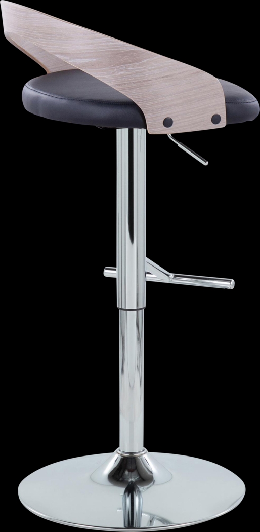 Wrayhall I Black Adjustable Swivel Barstool, Set of 2 - Thumbnail - Image 7