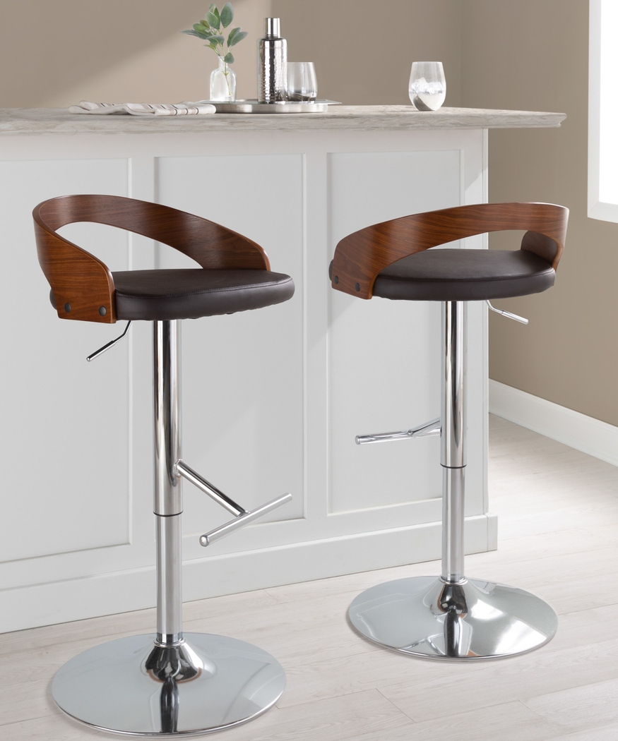 Wrayhall I Brown Adjustable Swivel Barstool, Set of 2 - Thumbnail - Image 2