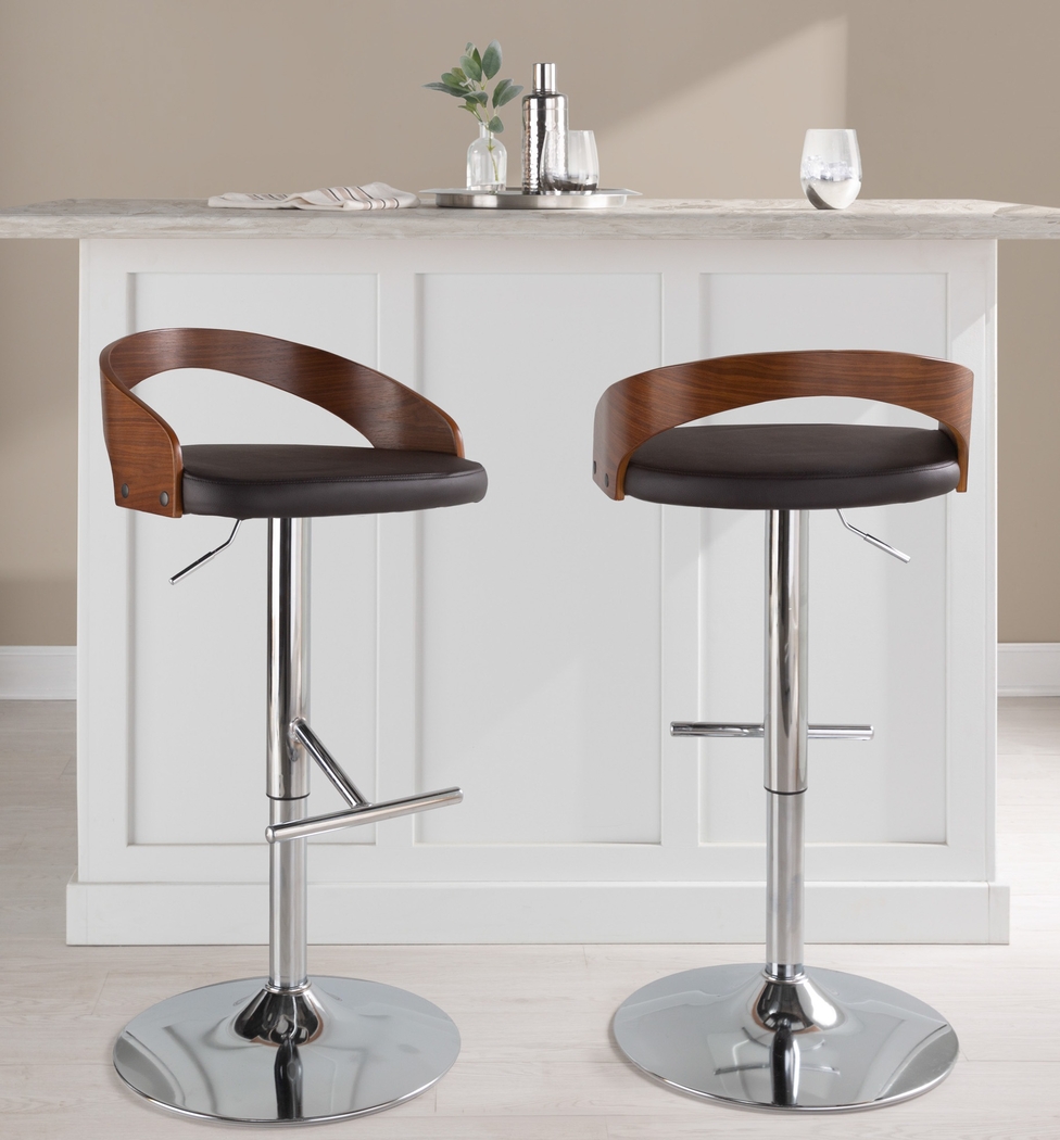 Wrayhall I Brown Adjustable Swivel Barstool, Set of 2 - Thumbnail - Image 3