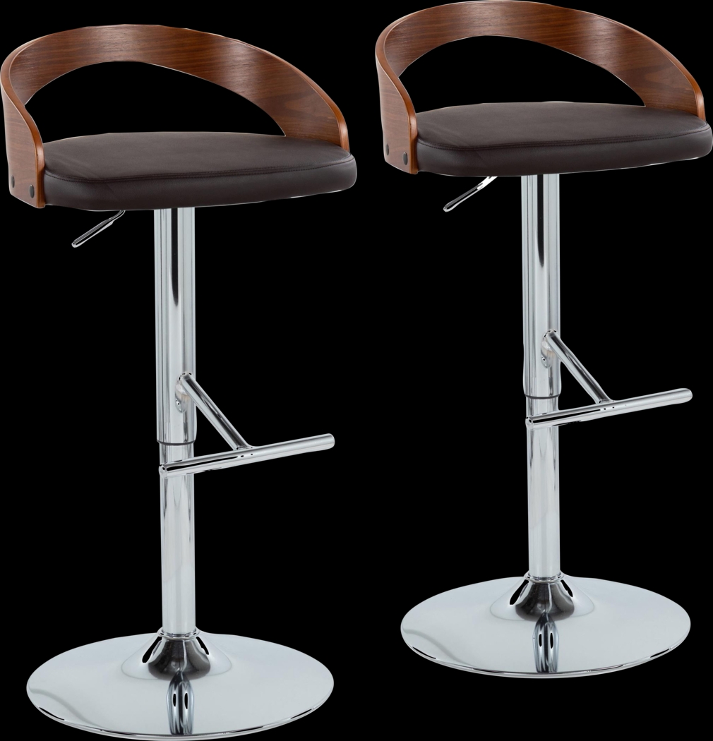 Wrayhall I Brown Adjustable Swivel Barstool, Set of 2 - Thumbnail - Image 1