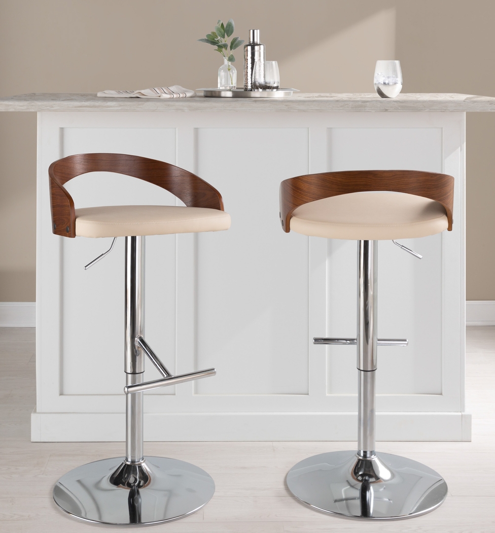 Wrayhall I Cream Adjustable Swivel Barstool, Set of 2 - Thumbnail - Image 3