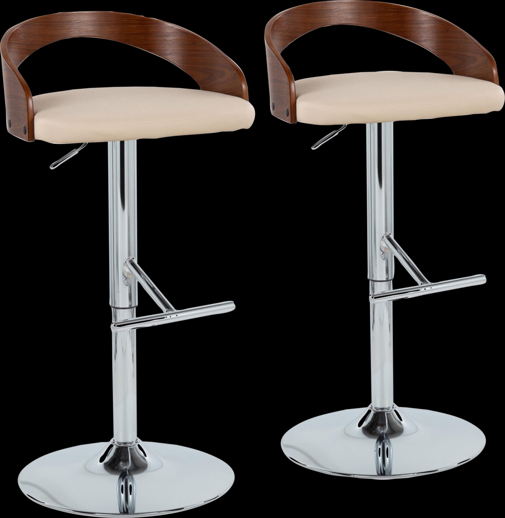 Wrayhall I Cream Adjustable Swivel Barstool, Set of 2 - Thumbnail - Image 1