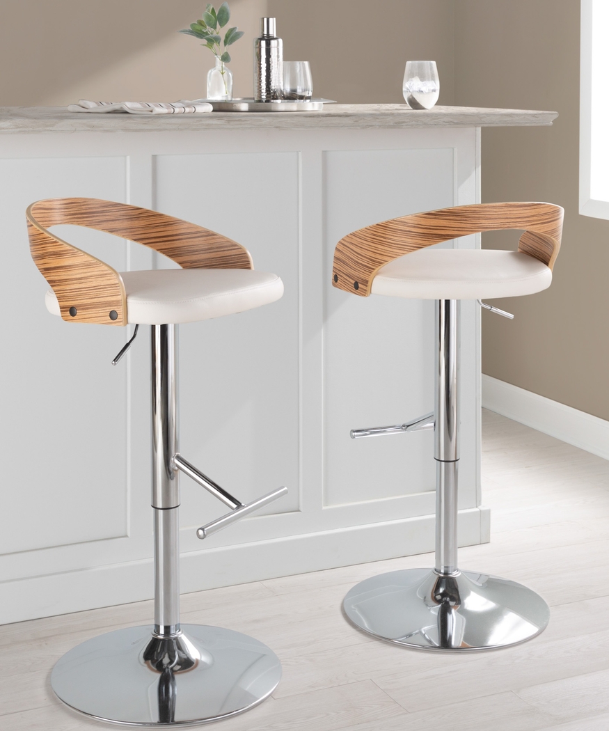 Wrayhall I White Adjustable Swivel Barstool, Set of 2 - Thumbnail - Image 8