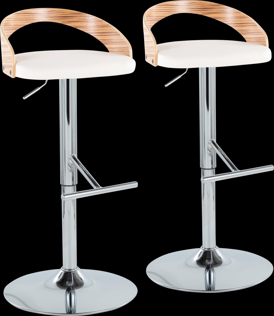 Wrayhall I White Adjustable Swivel Barstool, Set of 2 - Thumbnail - Image 1