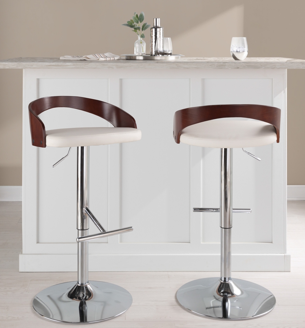 Wrayhall I White Adjustable Swivel Barstool, Set of 2 - Thumbnail - Image 2