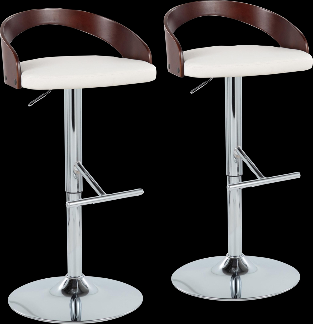 Wrayhall I White Adjustable Swivel Barstool, Set of 2 - Thumbnail - Image 1