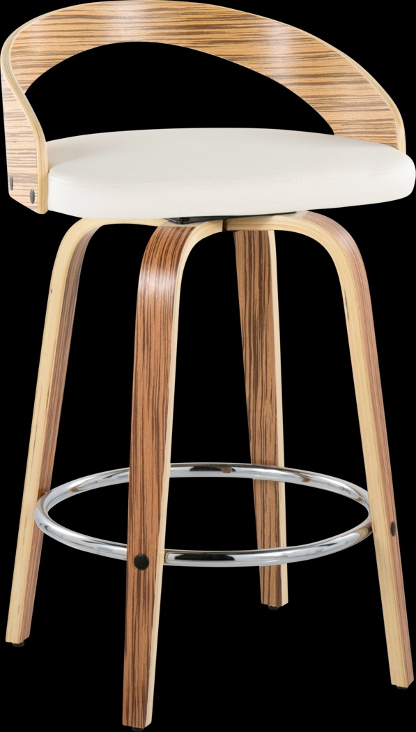 Wrayhall III White Swivel Counter Height Stool, Set of 2 - Thumbnail - Image 3