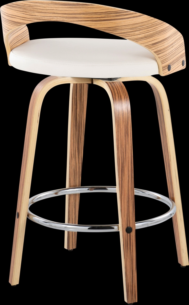 Wrayhall III White Swivel Counter Height Stool, Set of 2 - Thumbnail - Image 5