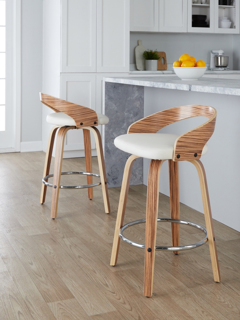 Wrayhall III White Swivel Counter Height Stool, Set of 2 - Thumbnail - Image 8