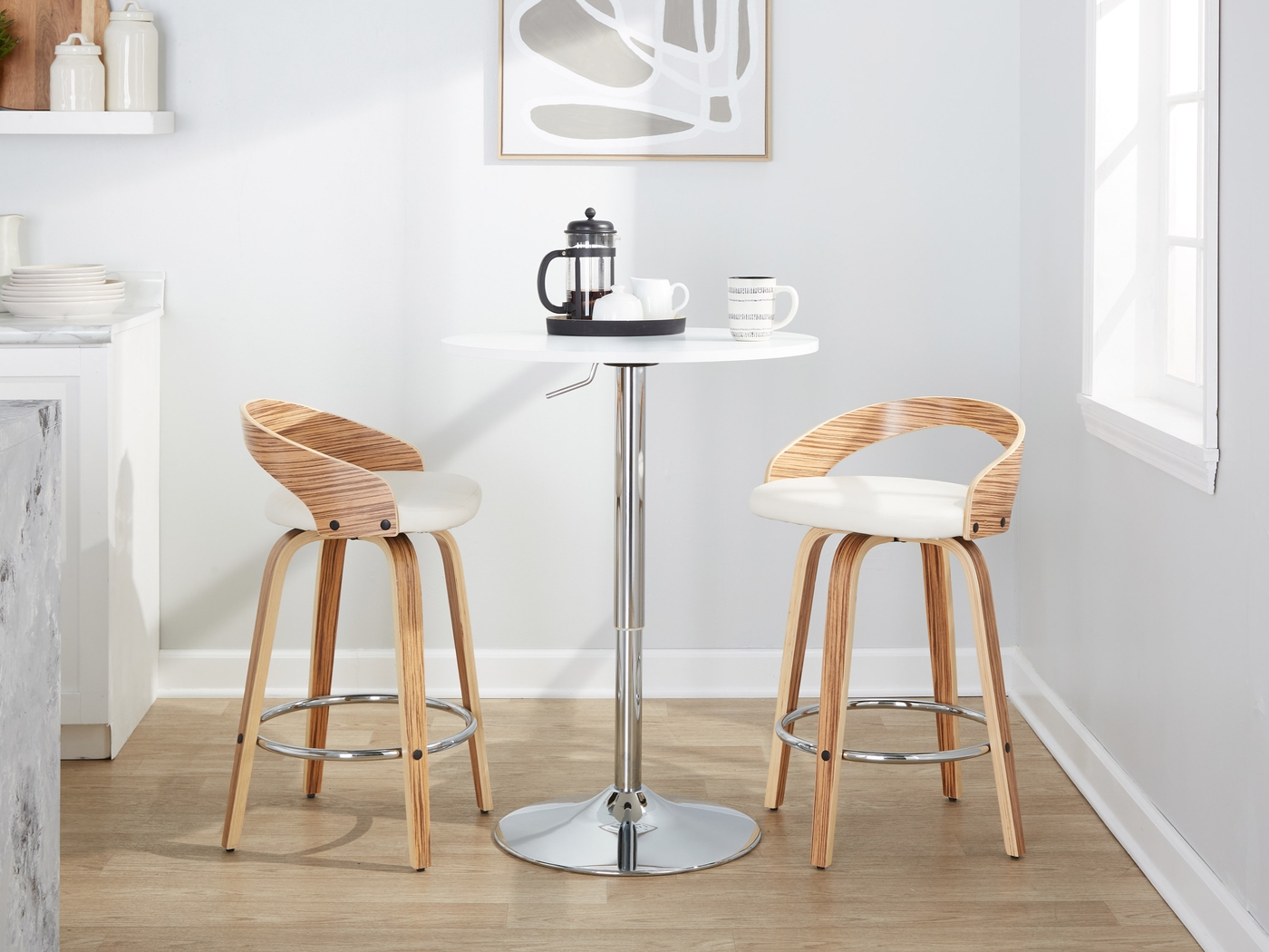 Wrayhall III White Swivel Counter Height Stool, Set of 2 - Thumbnail - Image 9