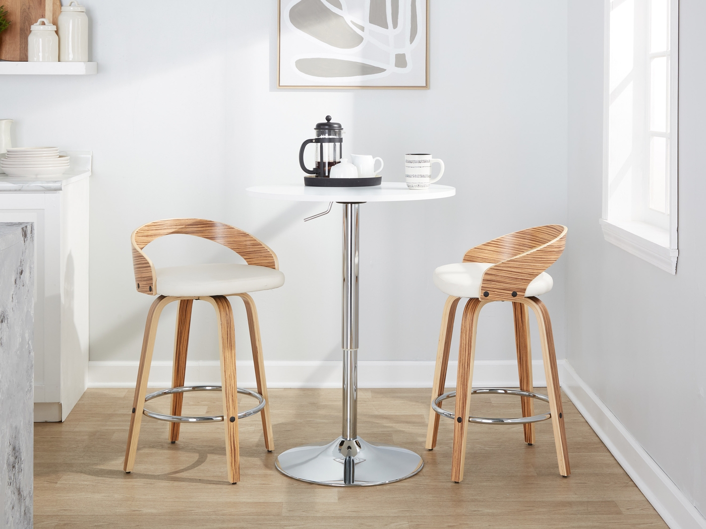 Wrayhall III White Swivel Counter Height Stool, Set of 2 - Thumbnail - Image 10