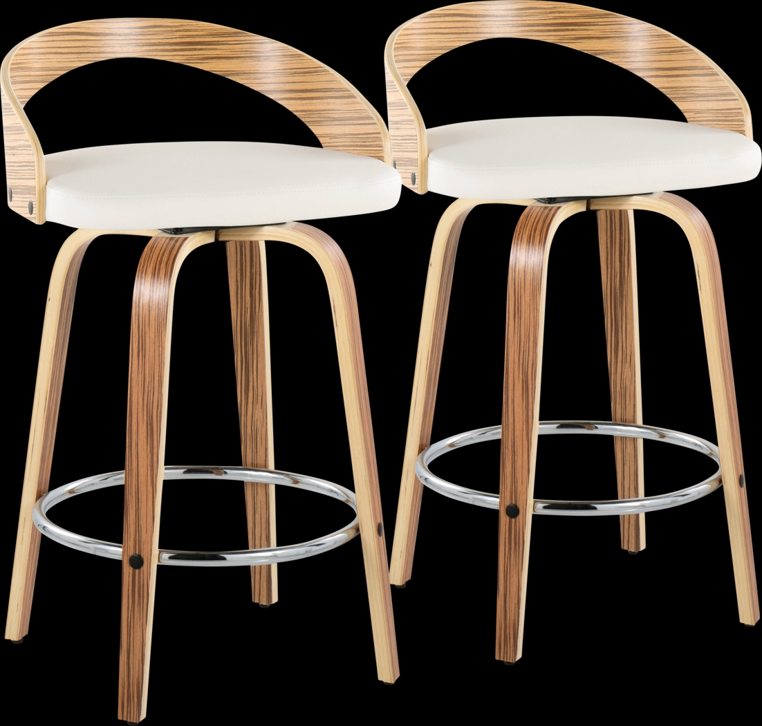 Wrayhall III White Swivel Counter Height Stool, Set of 2 - Thumbnail - Image 1