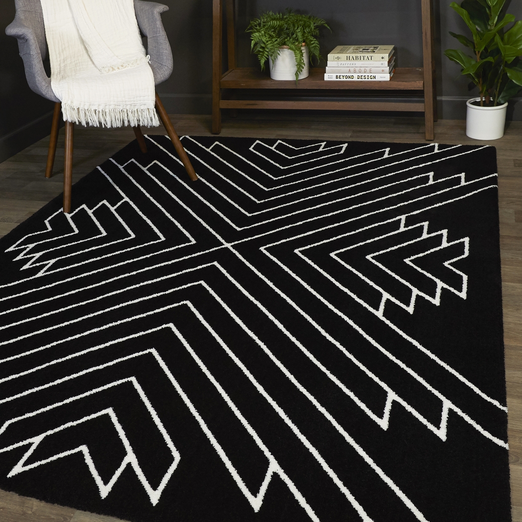 Wrilas Black/White 5'3 x 7' Rug - Thumbnail - Image 2