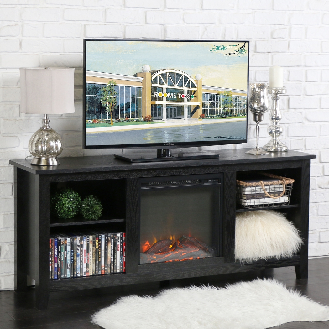 Wyatt Black 58 in. Console with Electric Fireplace - Thumbnail - Image 3