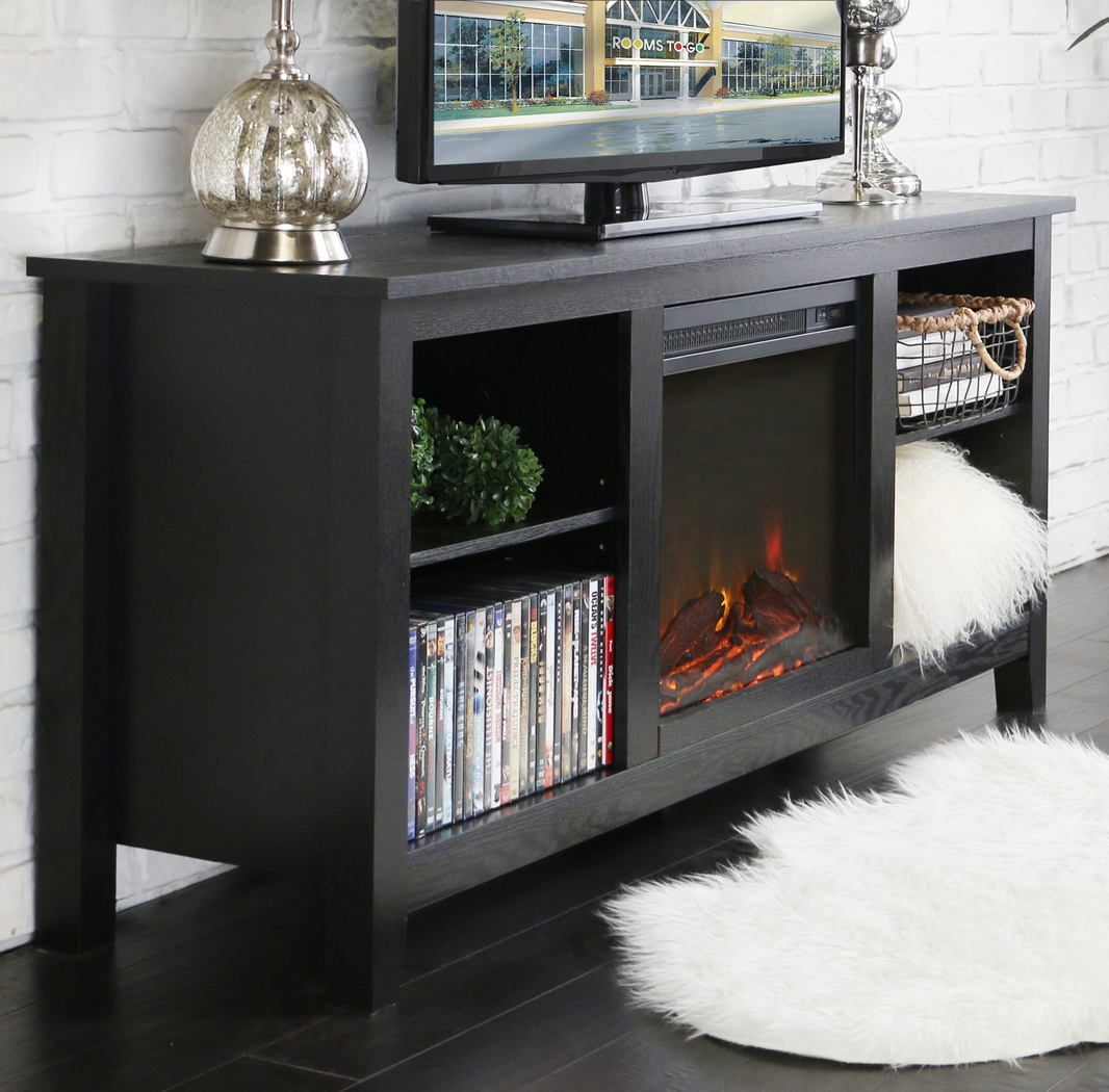 Wyatt Black 58 in. Console with Electric Fireplace - Thumbnail - Image 4