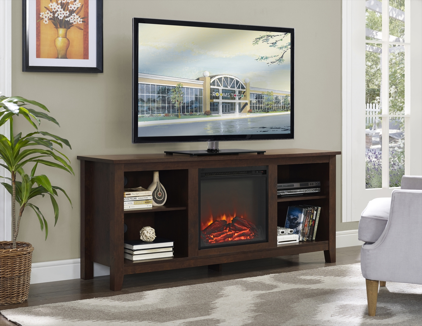 Wyatt Brown 58 in. Console with Electric Fireplace - Thumbnail - Image 5