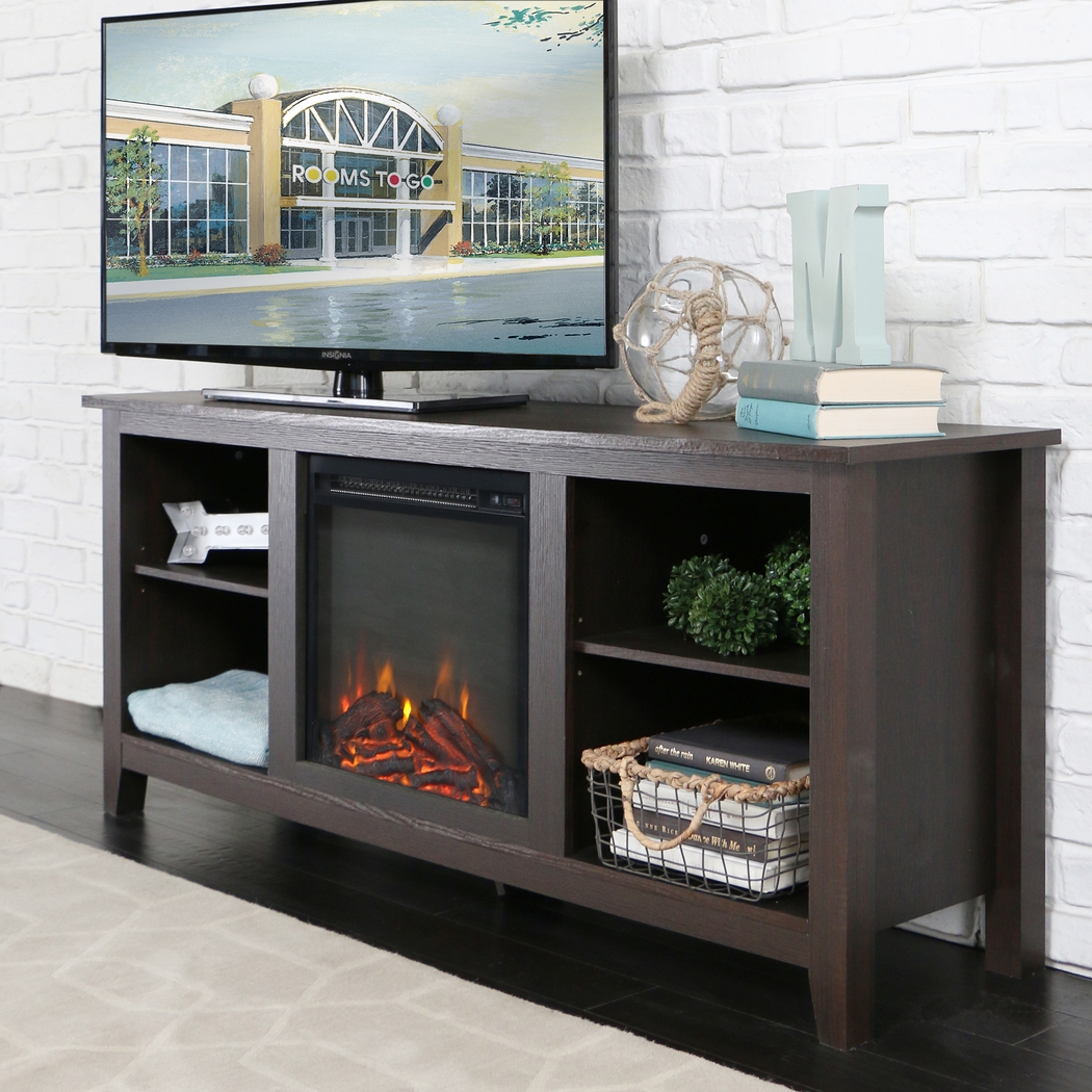 Wyatt Espresso 58 in. Console with Electric Fireplace - Thumbnail - Image 4