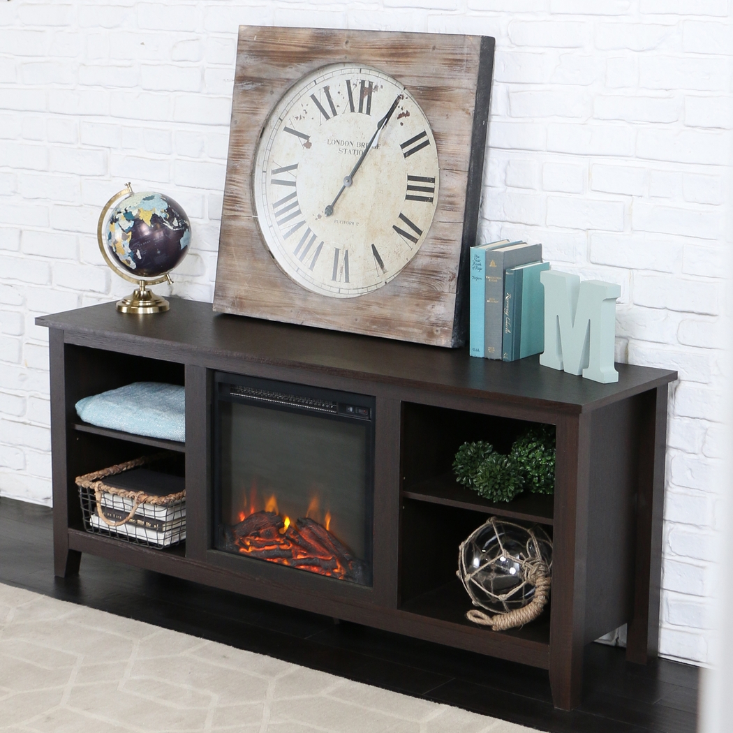 Wyatt Espresso 58 in. Console with Electric Fireplace - Thumbnail - Image 6