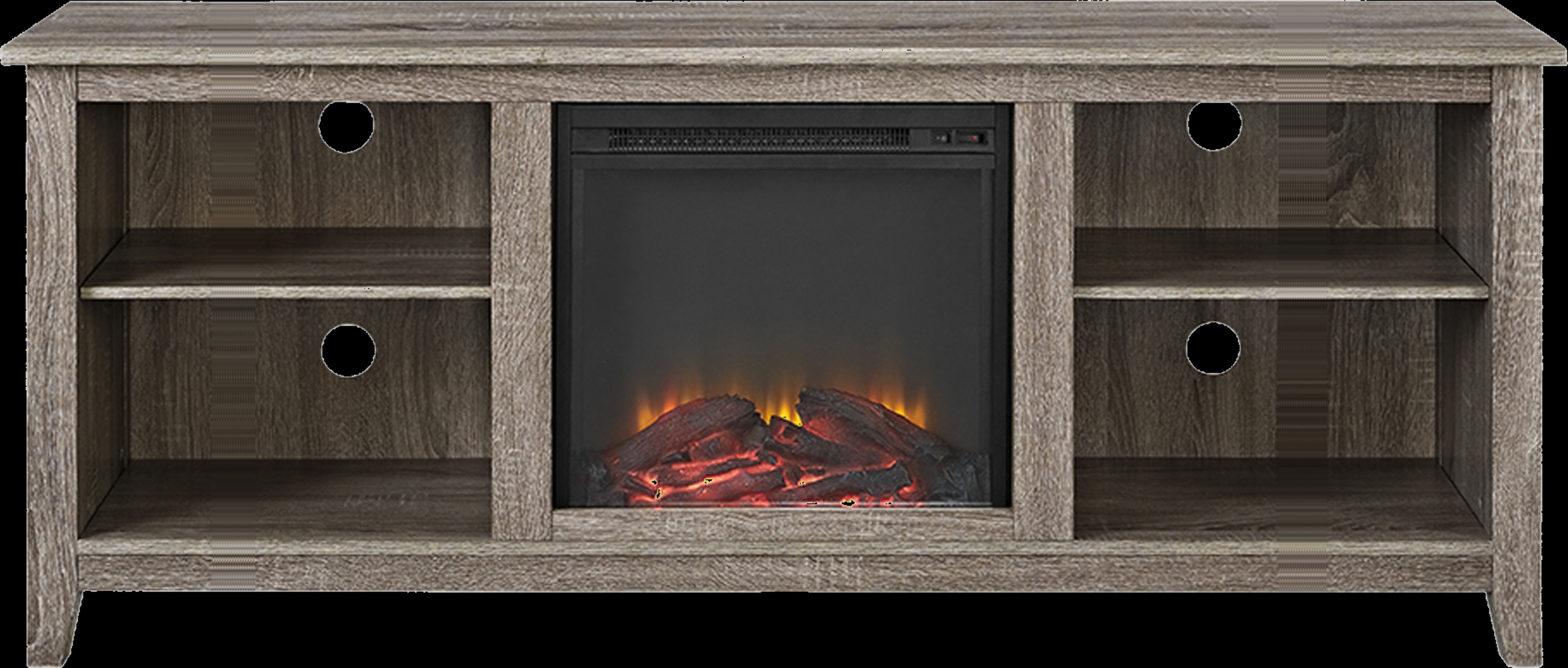 Wyatt Driftwood 58 in. Console with Electric Fireplace - Thumbnail - Image 1