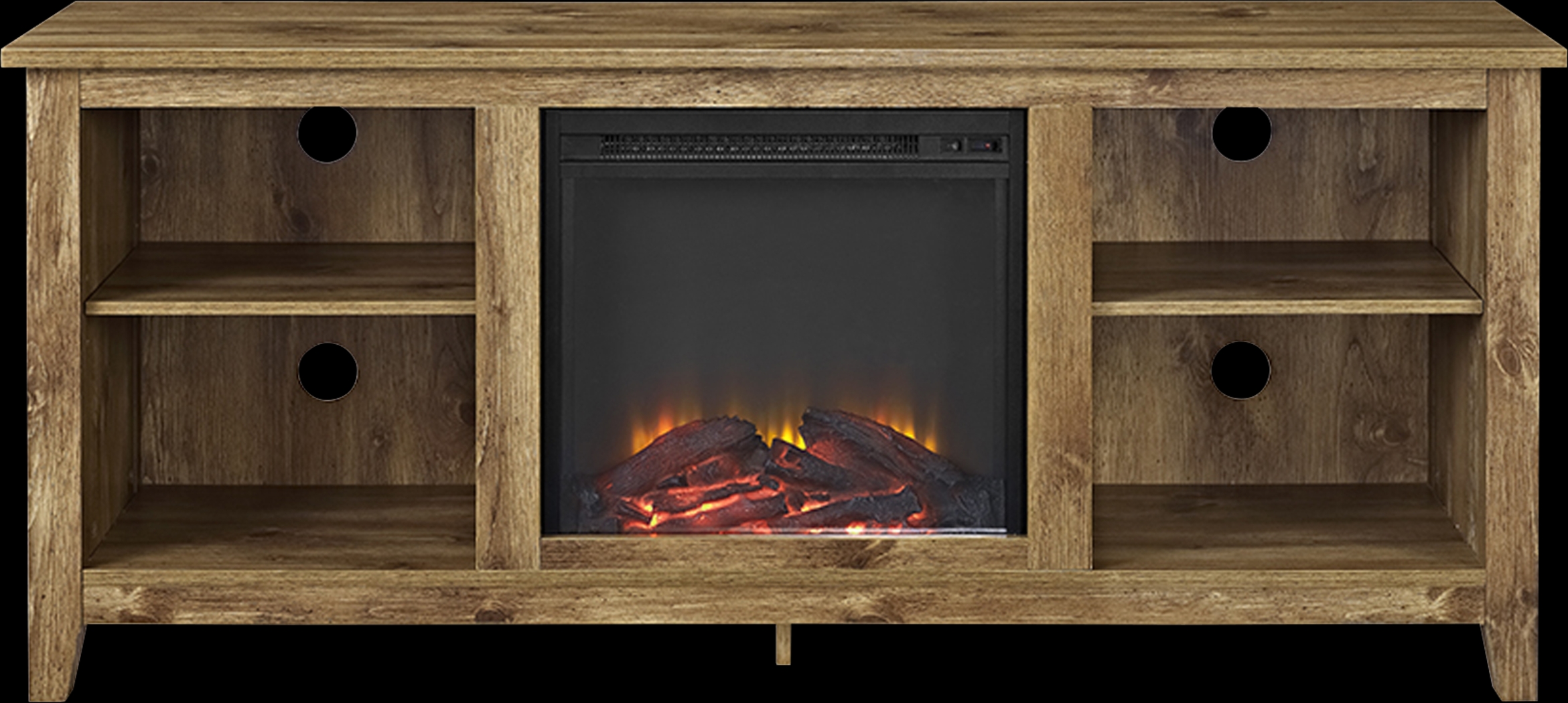 Wyatt Natural 58 in. Console with Electric Fireplace - Thumbnail - Image 1