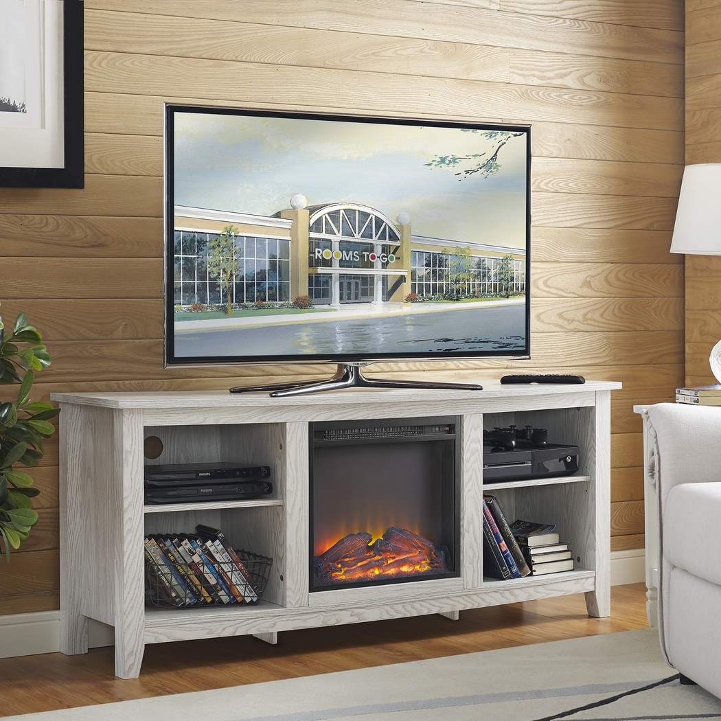 Wyatt White 58 in. Console with Electric Fireplace - Thumbnail - Image 3