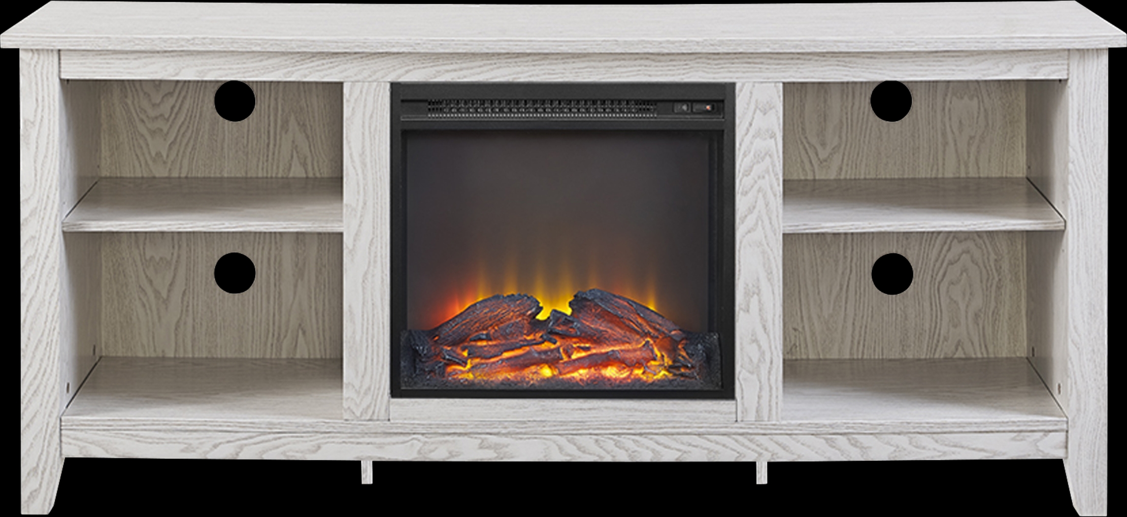 Wyatt White 58 in. Console with Electric Fireplace - Thumbnail - Image 1