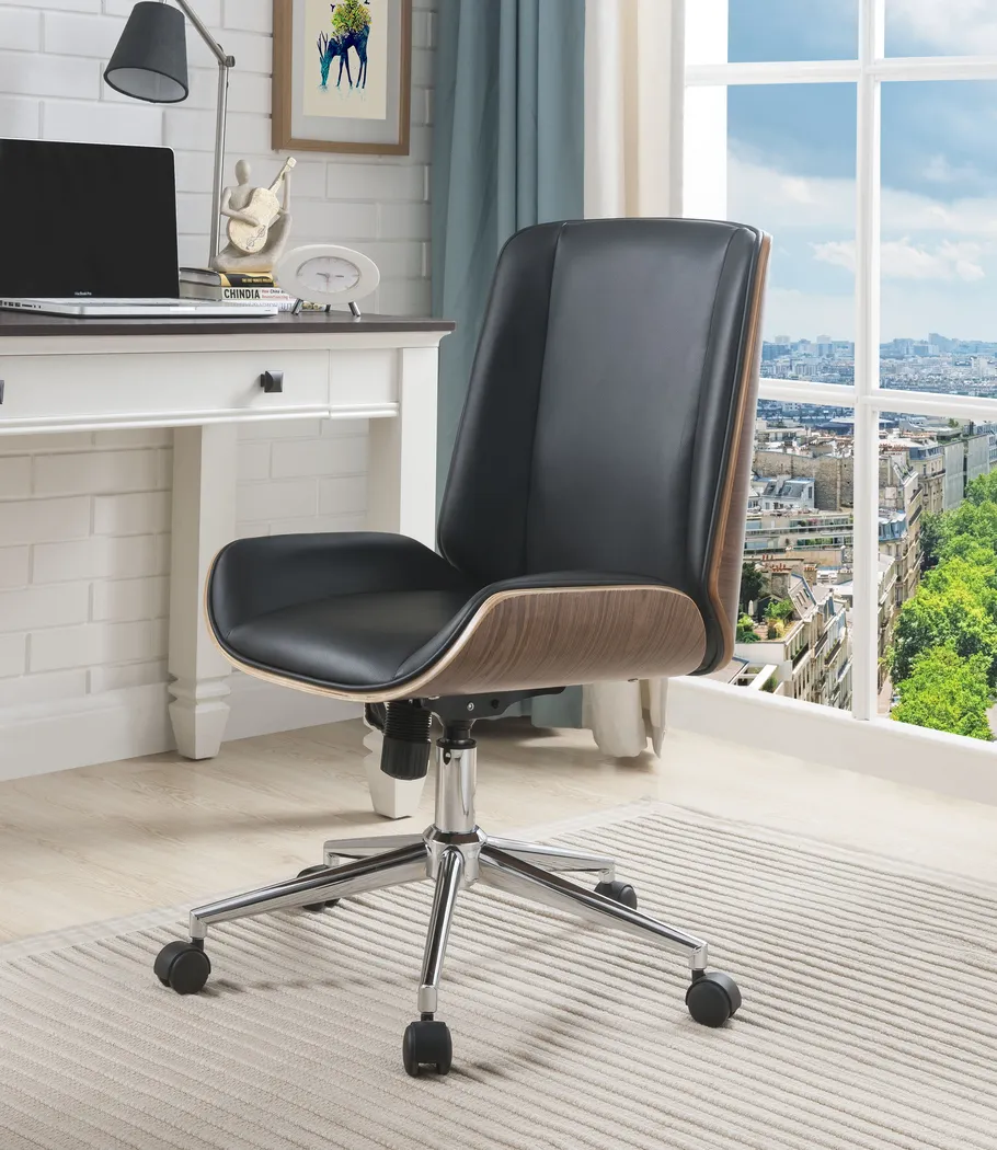 Wyllys Black Swivel Desk Chair - Thumbnail - Image 2