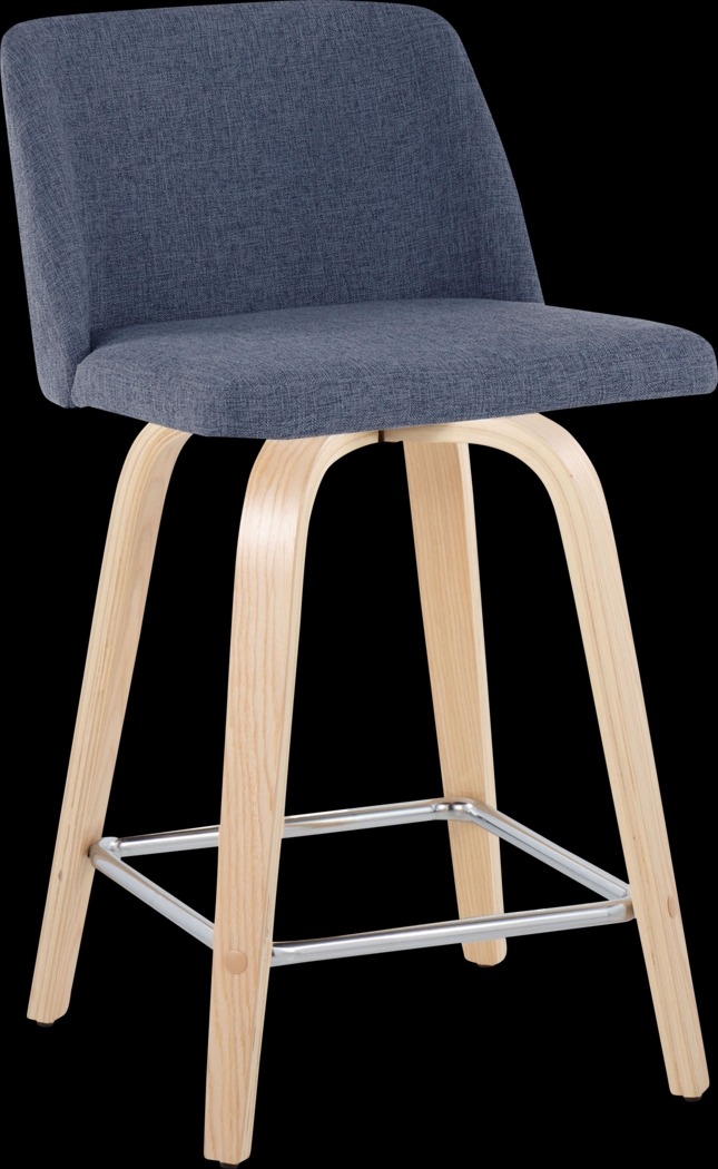 Wymering I Blue Swivel Counter Height Stool, Set of 2 - Thumbnail - Image 3