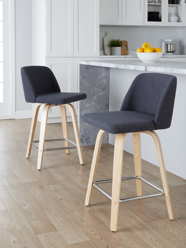 Wymering I Blue Swivel Counter Height Stool, Set of 2 - Thumbnail - Image 8