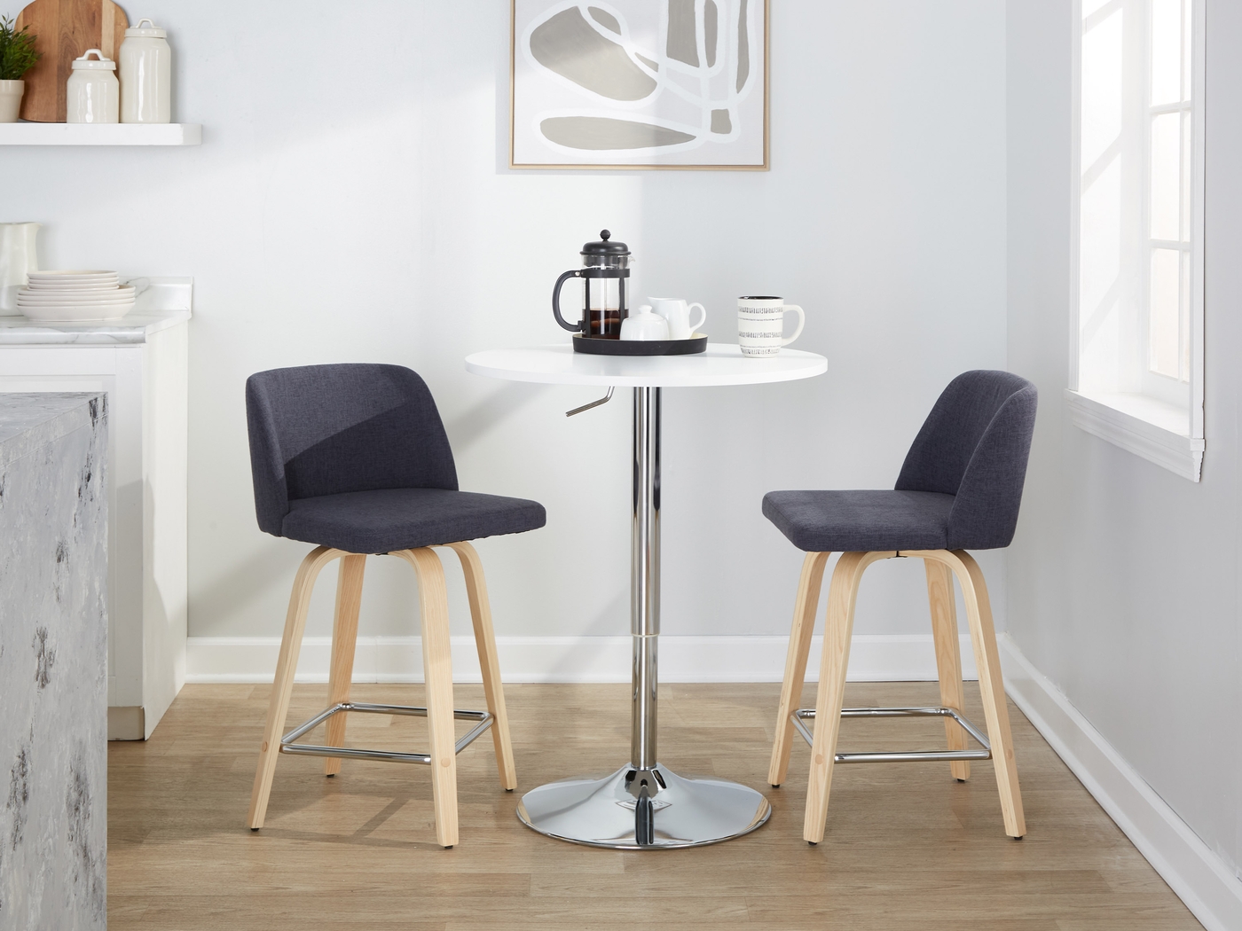 Wymering I Blue Swivel Counter Height Stool, Set of 2 - Thumbnail - Image 9