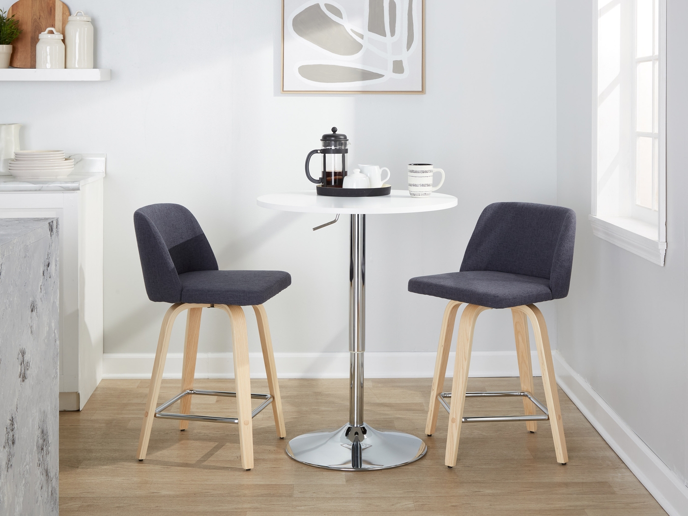 Wymering I Blue Swivel Counter Height Stool, Set of 2 - Thumbnail - Image 10