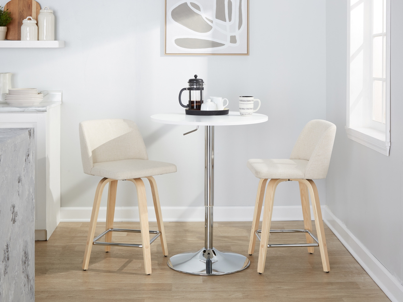 Wymering I Cream Swivel Counter Height Stool, Set of 2 - Thumbnail - Image 2