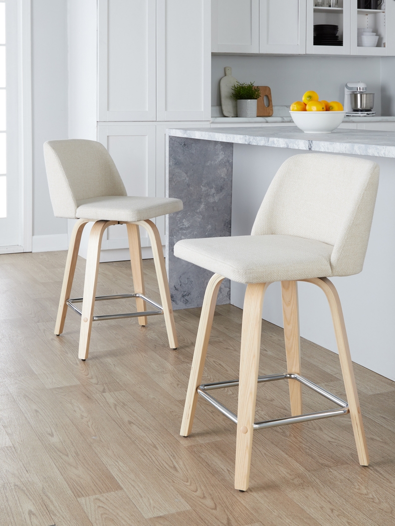Wymering I Cream Swivel Counter Height Stool, Set of 2 - Thumbnail - Image 9
