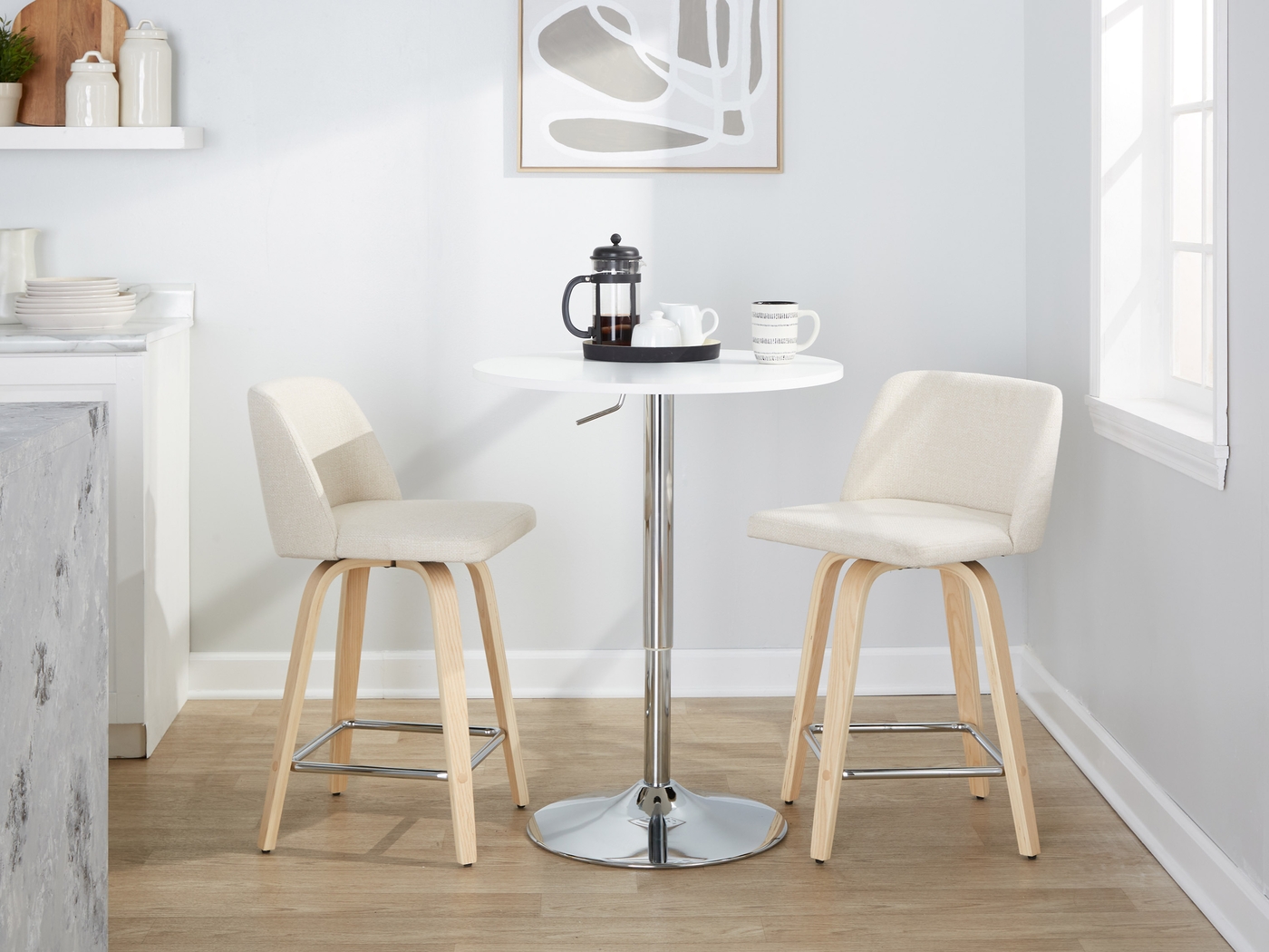 Wymering I Cream Swivel Counter Height Stool, Set of 2 - Thumbnail - Image 10