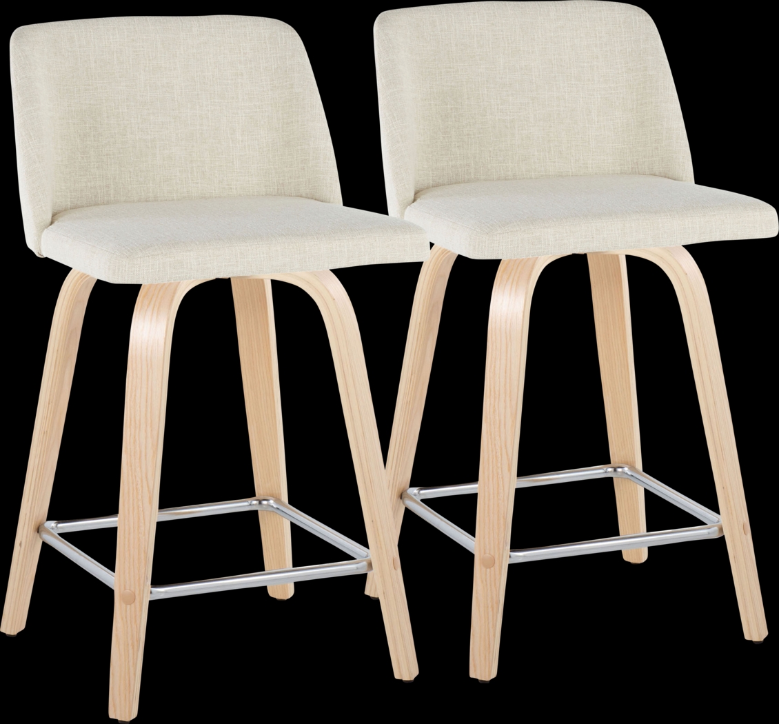 Wymering I Cream Swivel Counter Height Stool, Set of 2 - Thumbnail - Image 1