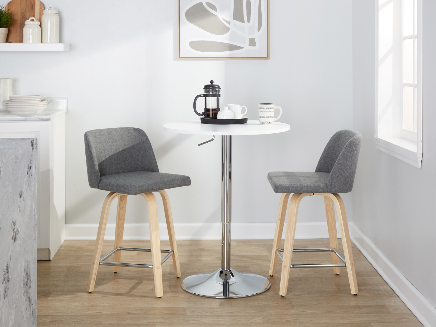 Wymering I Gray Swivel Counter Height Stool, Set of 2 - Thumbnail - Image 2