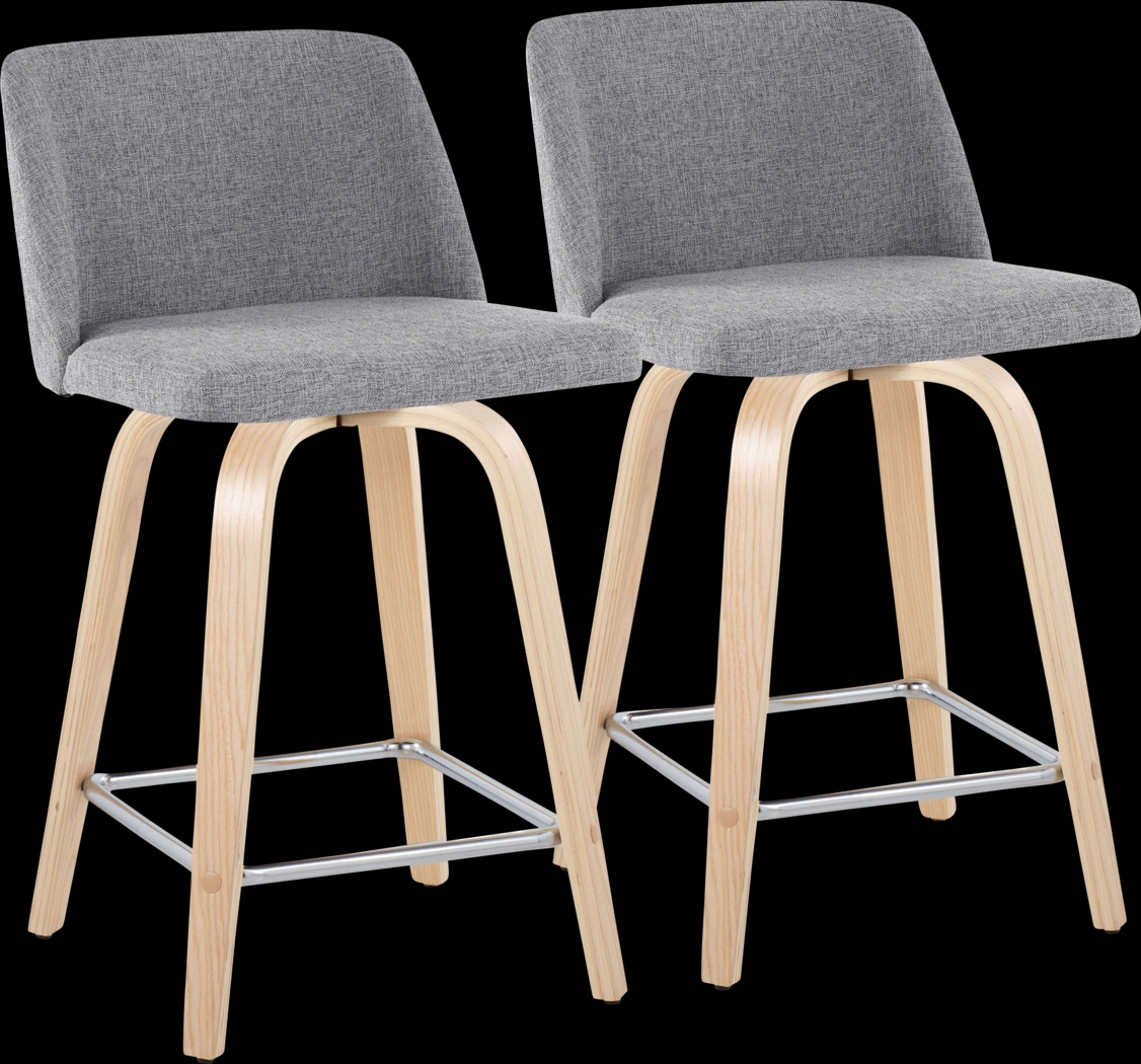 Wymering I Gray Swivel Counter Height Stool, Set of 2 - Thumbnail - Image 1