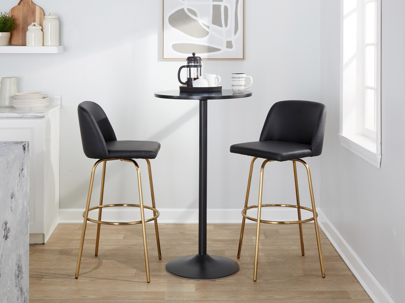 Wymering II Black Swivel Barstool, Set of 2 - Thumbnail - Image 8