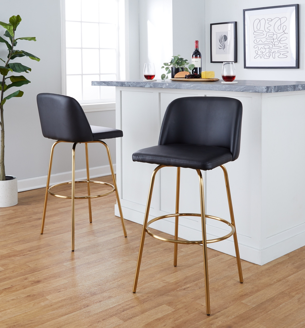 Wymering II Black Swivel Barstool, Set of 2 - Thumbnail - Image 10