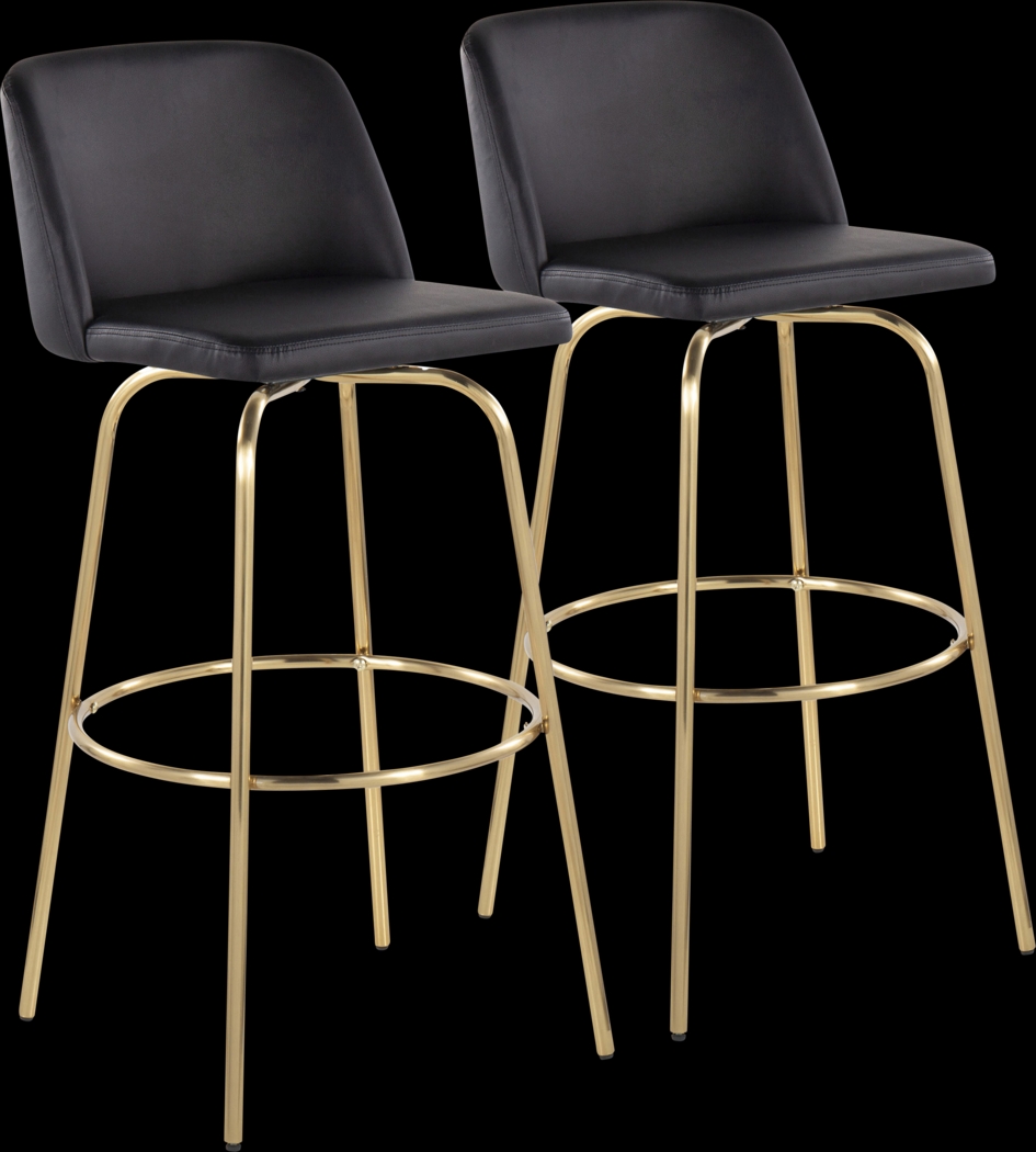 Wymering II Black Swivel Barstool, Set of 2 - Thumbnail - Image 1