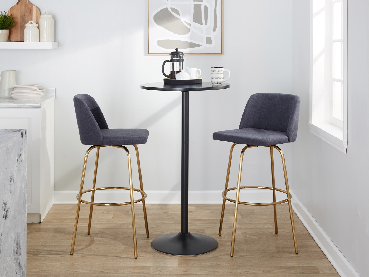 Wymering II Blue Swivel Barstool, Set of 2 - Thumbnail - Image 10