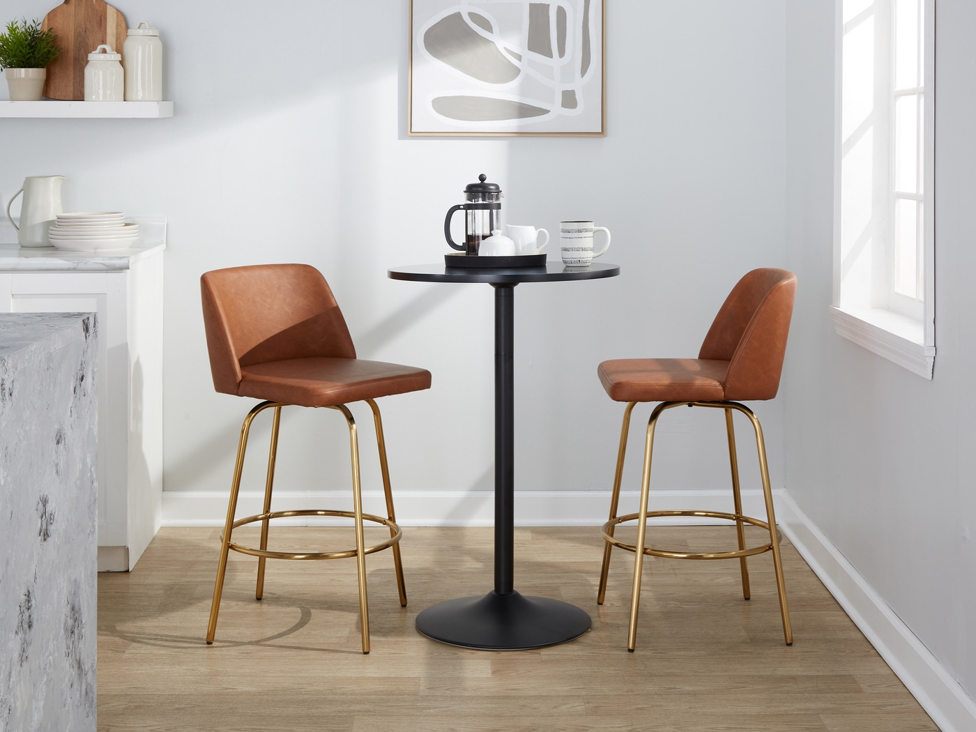 Wymering II Camel Swivel Barstool, Set of 2 - Thumbnail - Image 9