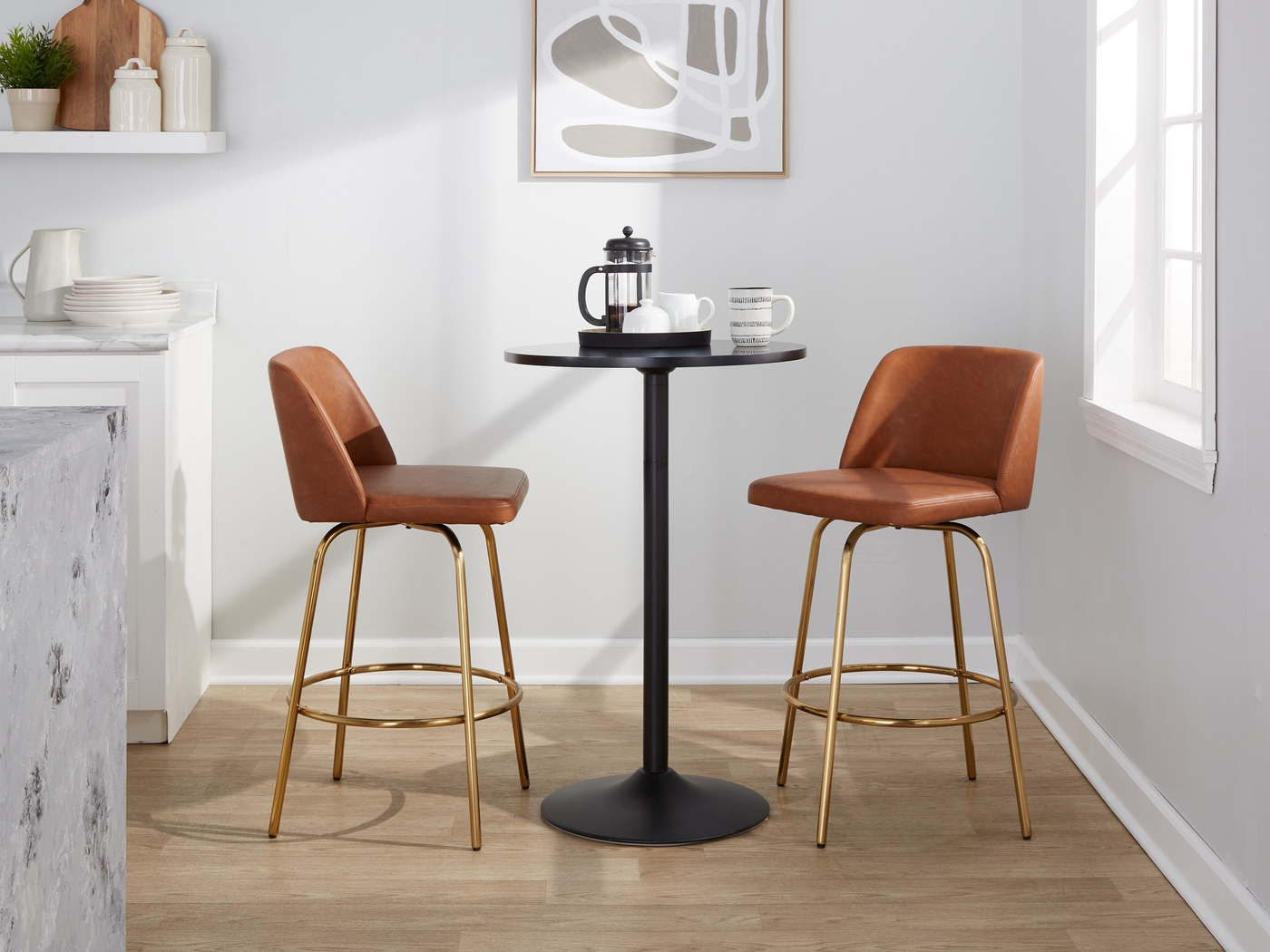 Wymering II Camel Swivel Barstool, Set of 2 - Thumbnail - Image 10